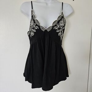 Womens Top S Y2K Babydoll Boho Festival Embroidered Floral Fairy Hippie Dainty